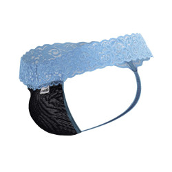 CandyMan String en dentelle Beltis Noir-Bleu